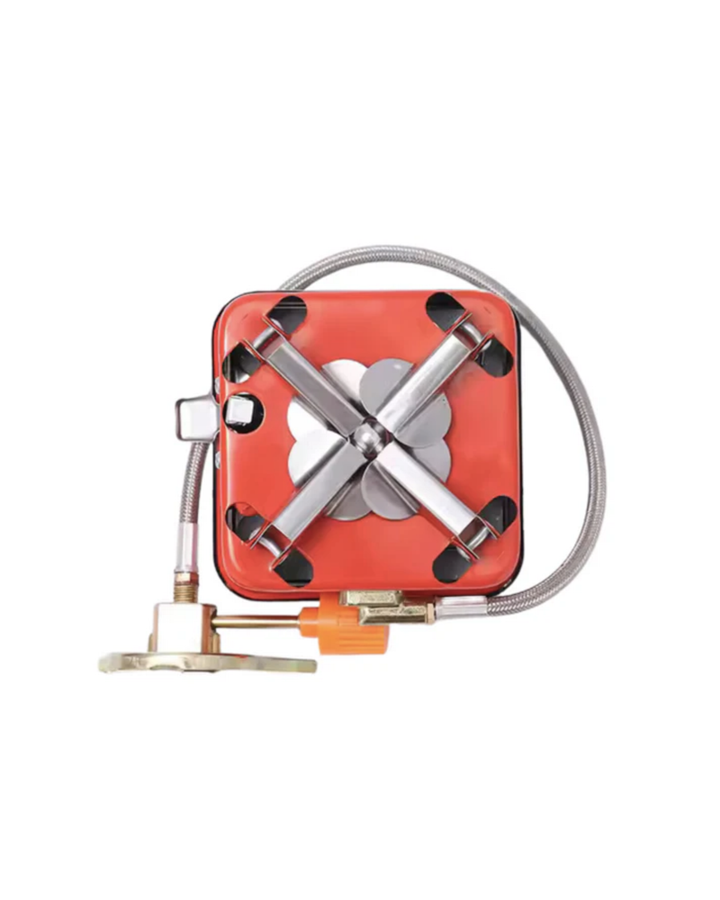 Square Camping Gas Stove with Pipe | Extra Safety – Portable Outdoor Cooking Stove for Hiking, Trekking & Camping