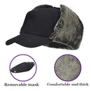 SUPPLEX Winter Warm Hat with Detachable Mask Full Face Outdoor Windproof Hat Baseball Cap - Black