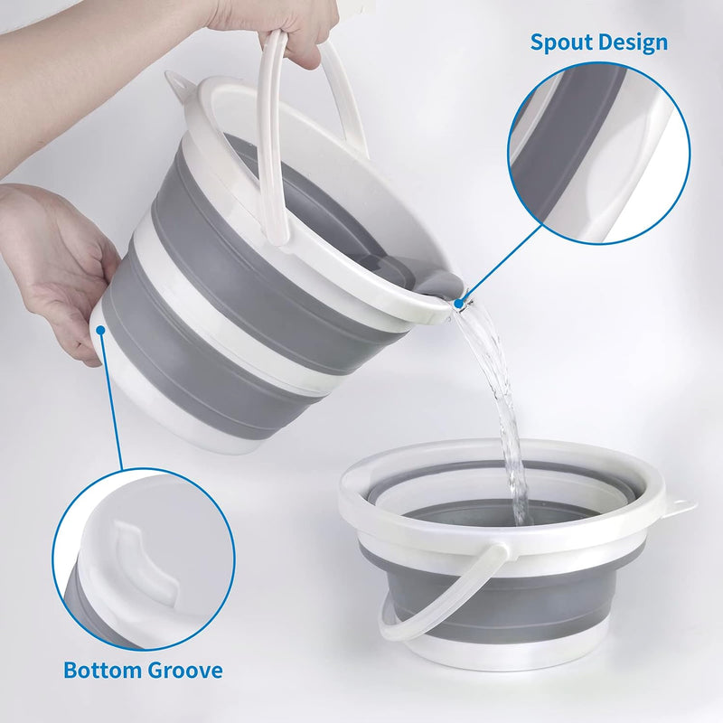 Collapsible Bucket 5L 1.3Gallon Small Cleaning Bucket Mop Buckets for Household Outdoor Car Washing Tub Plastic Foldable Portable Camping Beach Sand Water Pot Pail Space Saving Round