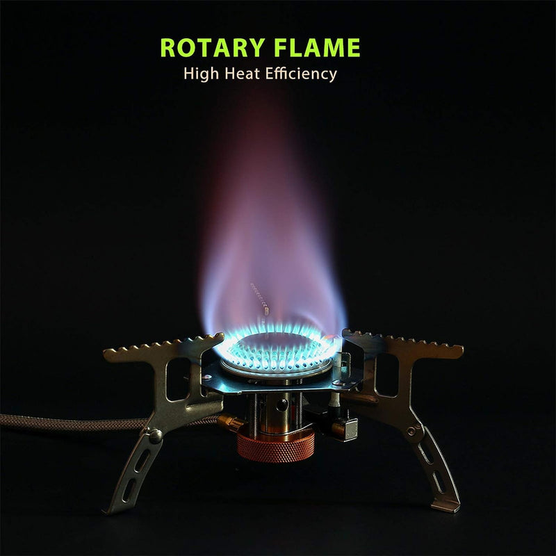High Flame Convertible Stove | Works with Butane & Propane Both | Foldable Camping Gas Stove with Piezo Ignition, Outdoor Windproof Camping Equipment Backpacking Portable gas Stove Cooking with Carrying Case Box.
