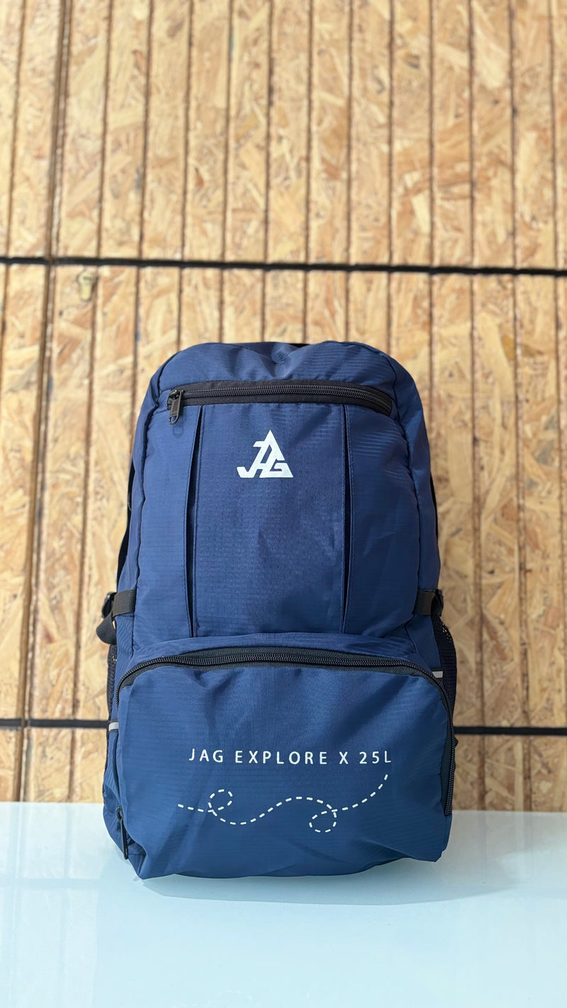 JAG Explore X 25L Self Foldable Daypack | Backpack and Day Bag for Hiking and Day Trips | Navy Blue