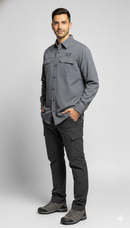 JAG Air - Wave Pro Travel Shirt | Hiking Shirt | Safari Shirt | Fully Stretchable | Full Sleeves Shirt | 2 Pocket Design | Deep Blue