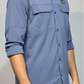 JAG Air - Wave Pro Travel Shirt | Hiking Shirt | Safari Shirt | Fully Stretchable | Full Sleeves Shirt | 2 Pocket Design | Deep Blue