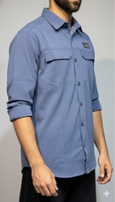 JAG Air - Wave Pro Travel Shirt | Hiking Shirt | Safari Shirt | Fully Stretchable | Full Sleeves Shirt | 2 Pocket Design | Deep Blue