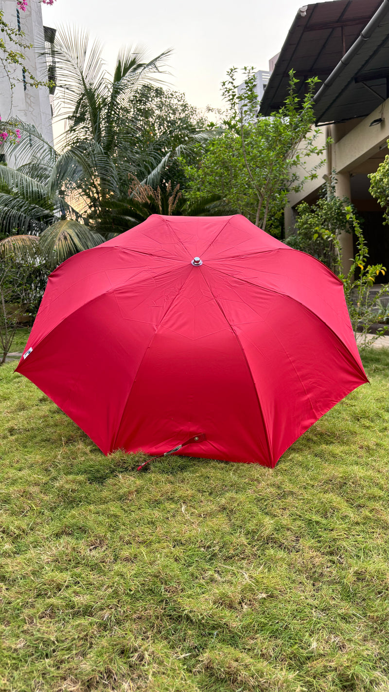 Jainsons Mono Silver 2 Fold Umbrella | Crimson Red