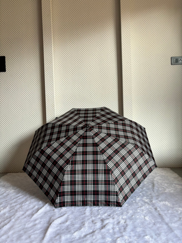 Jainsons Rain-Check 3 Fold Jumbo Umbrella | Checks Print | Black with Red Lining
