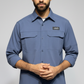 JAG Air - Wave Pro Travel Shirt | Hiking Shirt | Safari Shirt | Fully Stretchable | Full Sleeves Shirt | 2 Pocket Design | Deep Blue