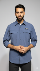 JAG Air - Wave Pro Travel Shirt | Hiking Shirt | Safari Shirt | Fully Stretchable | Full Sleeves Shirt | 2 Pocket Design | Deep Blue
