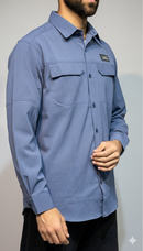 JAG Air - Wave Pro Travel Shirt | Hiking Shirt | Safari Shirt | Fully Stretchable | Full Sleeves Shirt | 2 Pocket Design | Deep Blue