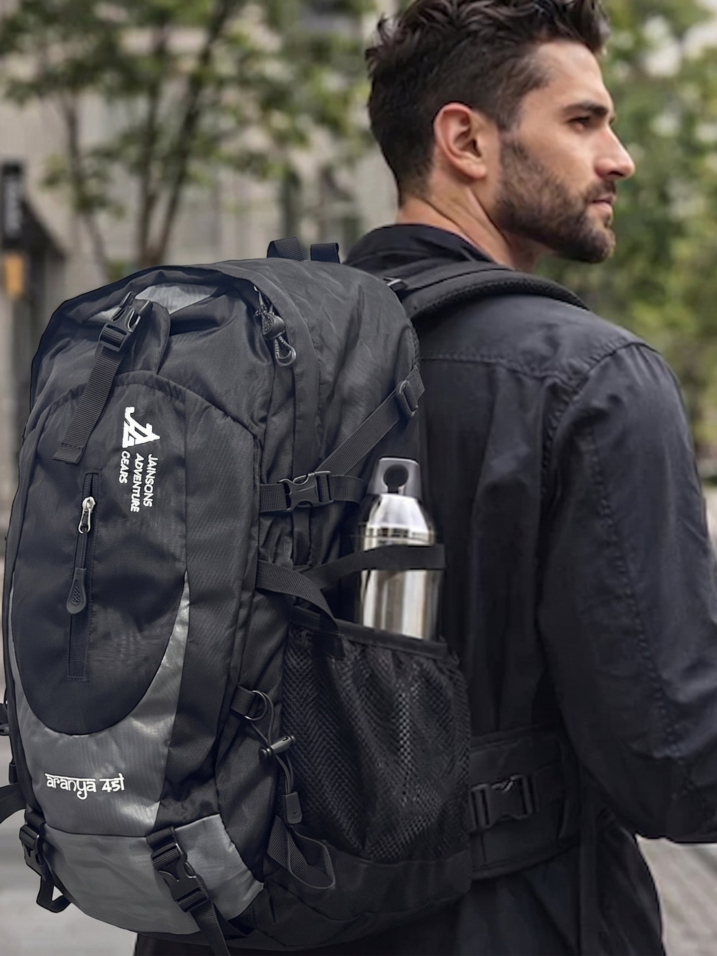 JAG Aranya 45L Alpine Backpack | Air Flow Back Support | Twin Aluminium Rods + Mesh | Granite Peak