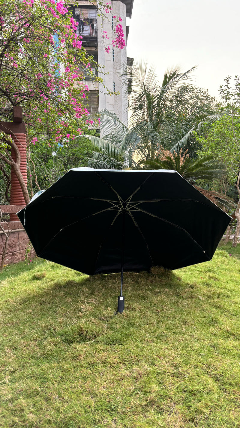 Fully Automatic Jainsons Digital Print Luxe 3 Fold Umbrella | Flora White| Timeless Art