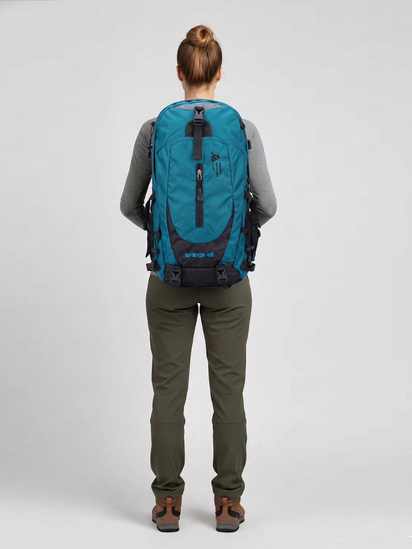 JAG Aranya 45L Alpine Backpack | Air Flow Back Support | Twin Aluminium Rods + Mesh | Glacier Blue