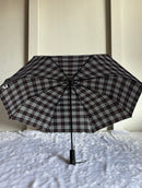 Fully Automatic Jainsons Rain-Check 3 Fold Jumbo Umbrella | Checks Print | Black with Red Lining