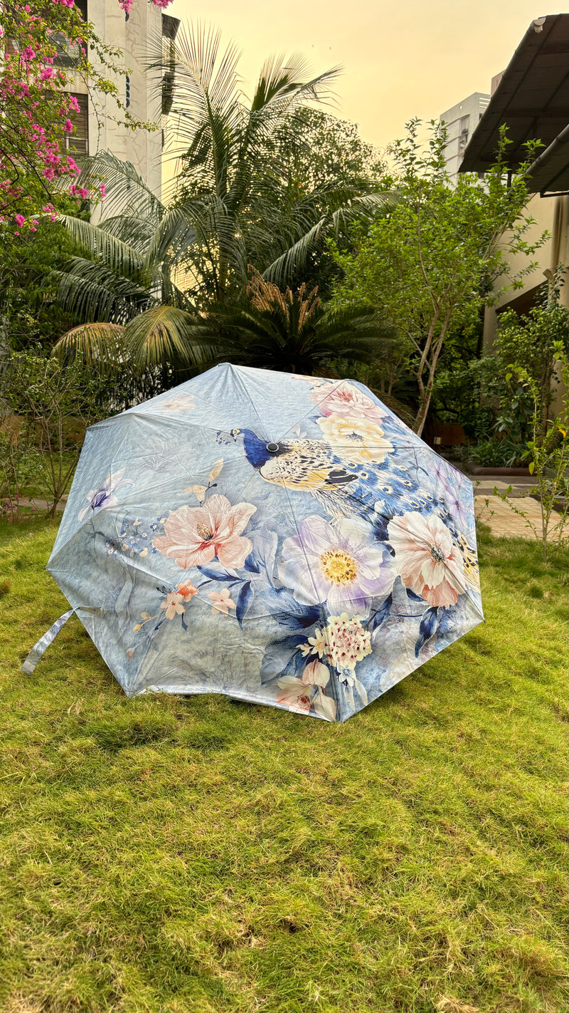 Fully Automatic Jainsons Digital Print Luxe 3 Fold Umbrella | Peacock | Timeless Art