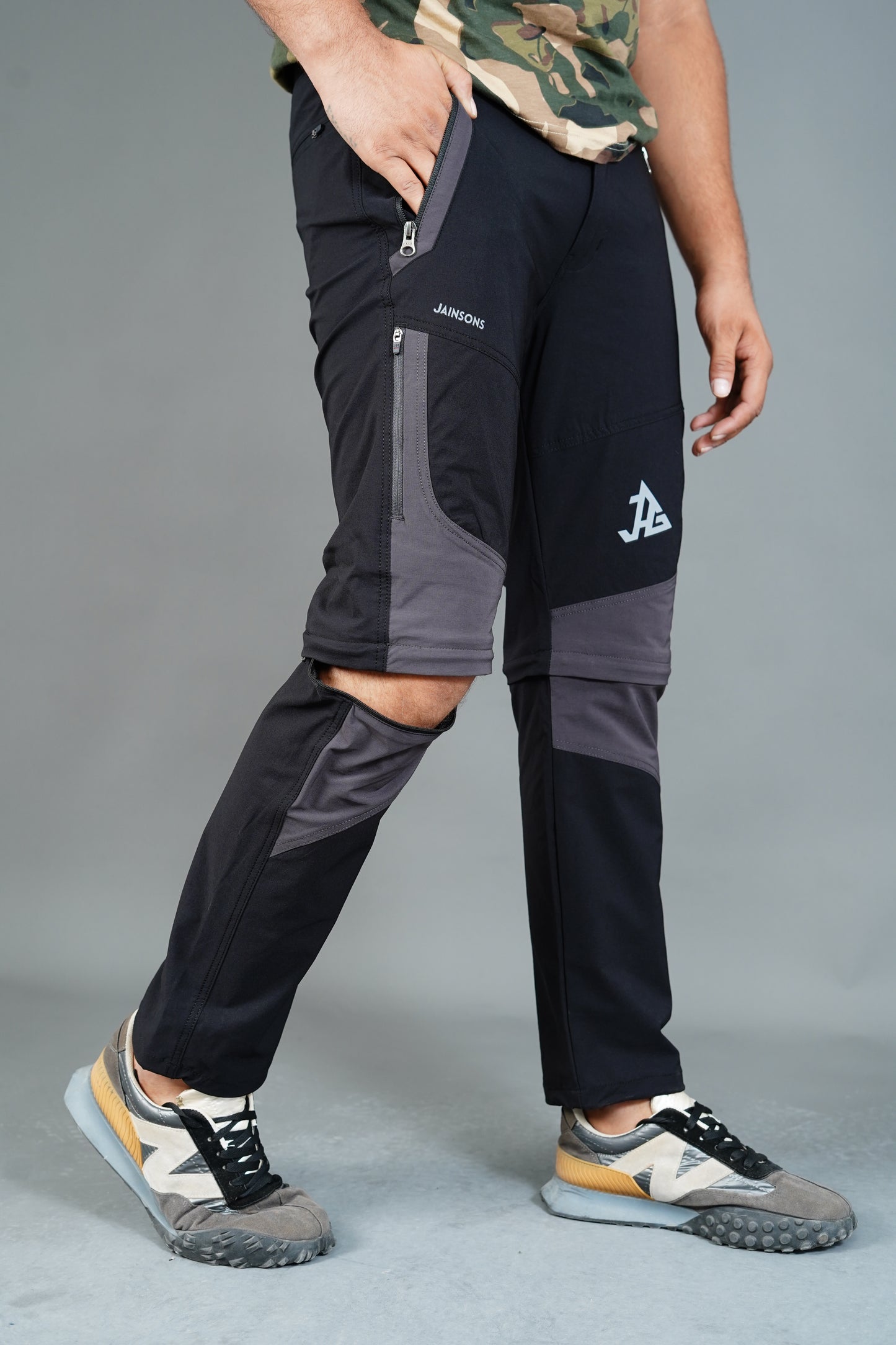 JAG Delta Convertible Trekking & Hiking Pants | Traveller Series | Quick-Dry | Unisex Design | 6 Pockets | Black Olive
