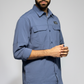 JAG Air - Wave Pro Travel Shirt | Hiking Shirt | Safari Shirt | Fully Stretchable | Full Sleeves Shirt | 2 Pocket Design | Deep Blue
