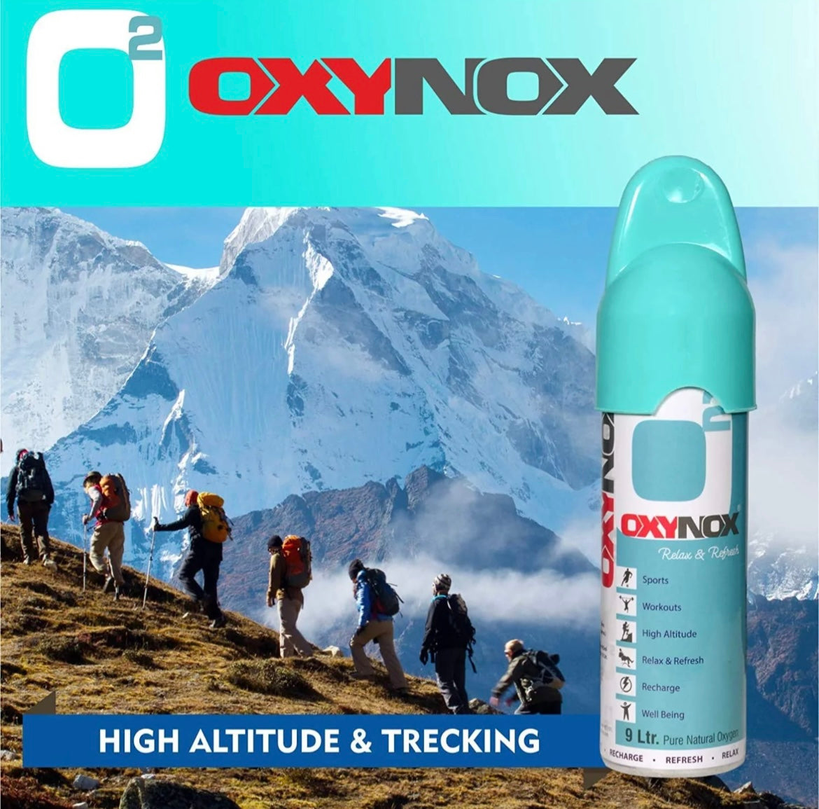 OXYNOX Relax &amp; Refresh 9 Ltr. Pure Natural Oxygen Can | Portable Non-Medicinal Supplemental Oxygen for Energy, Sports & High Altitude | Made in India