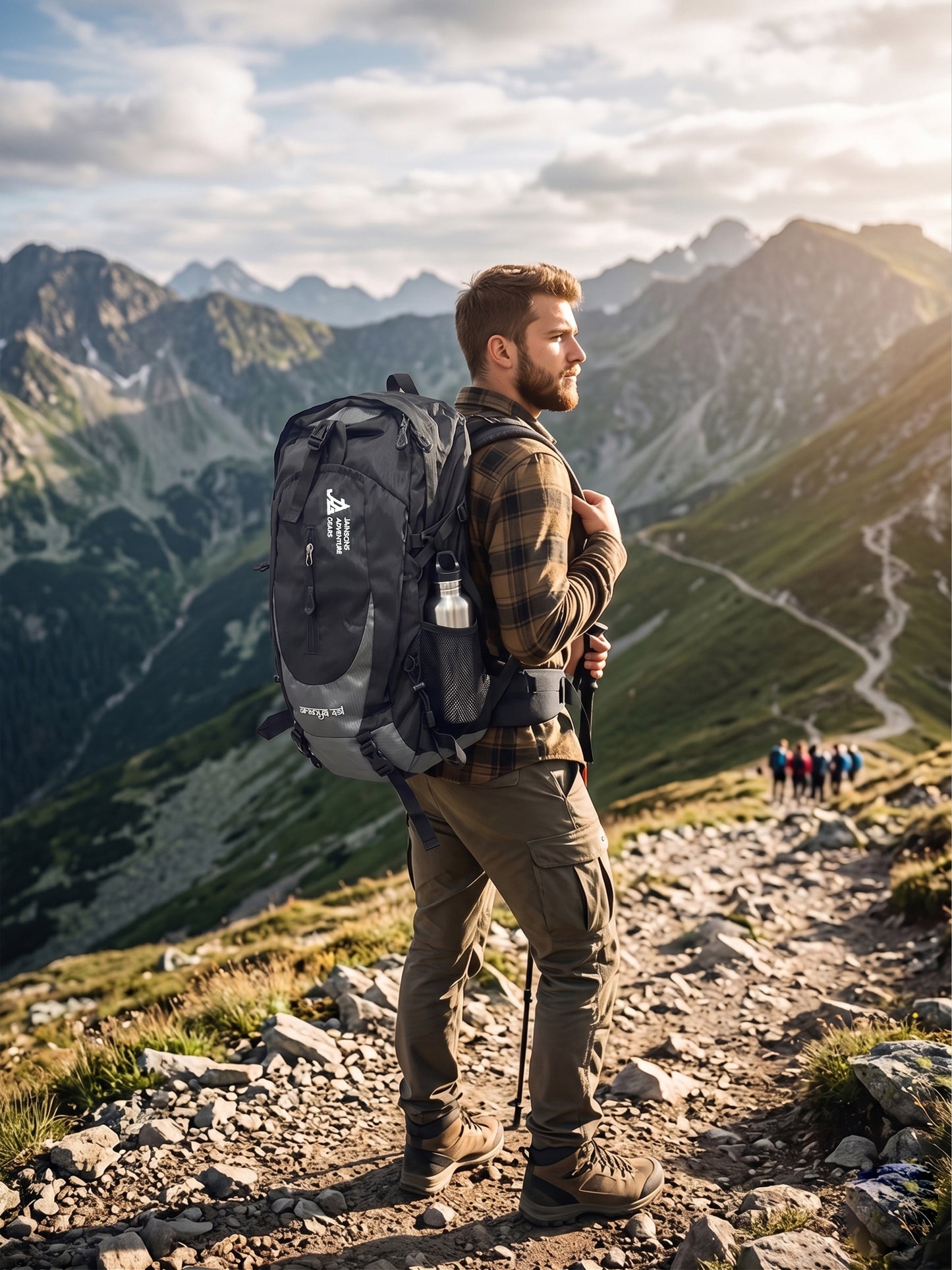 JAG Aranya 45L Alpine Backpack | Air Flow Back Support | Twin Aluminium Rods + Mesh | Granite Peak