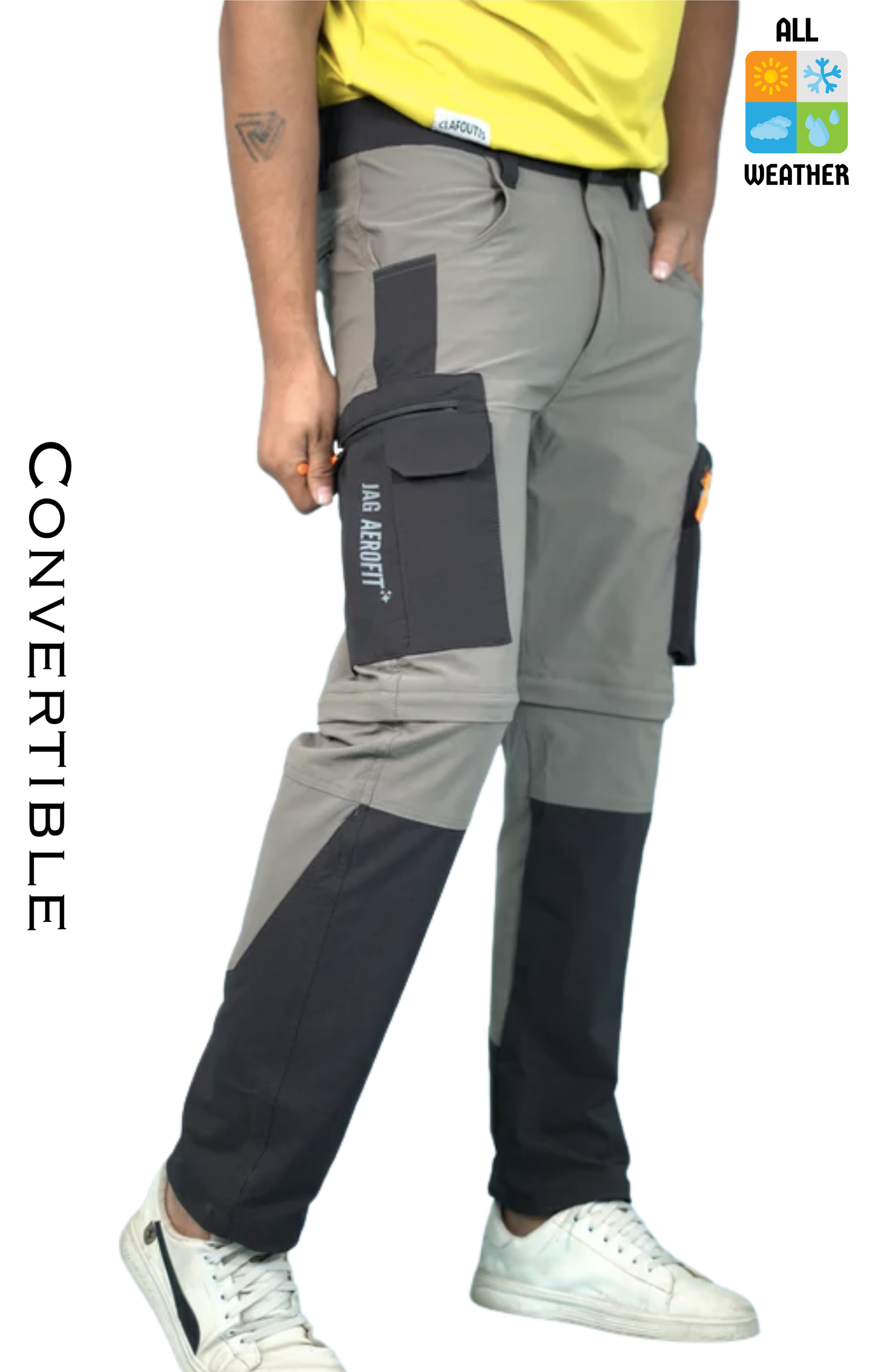 JAG Aerofit Convertible Travel & Hiking Pants | 5 Pocket Design | Stretchable Fabric | Olive