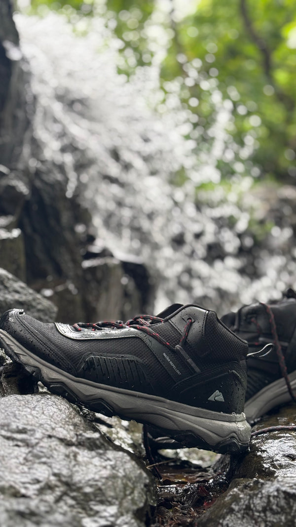Ozark Trail Mid Ankle Hiking & Trekking Shoes | Water Repellent | Ultra Light | 300Grams Each Shoe | Midnight Black