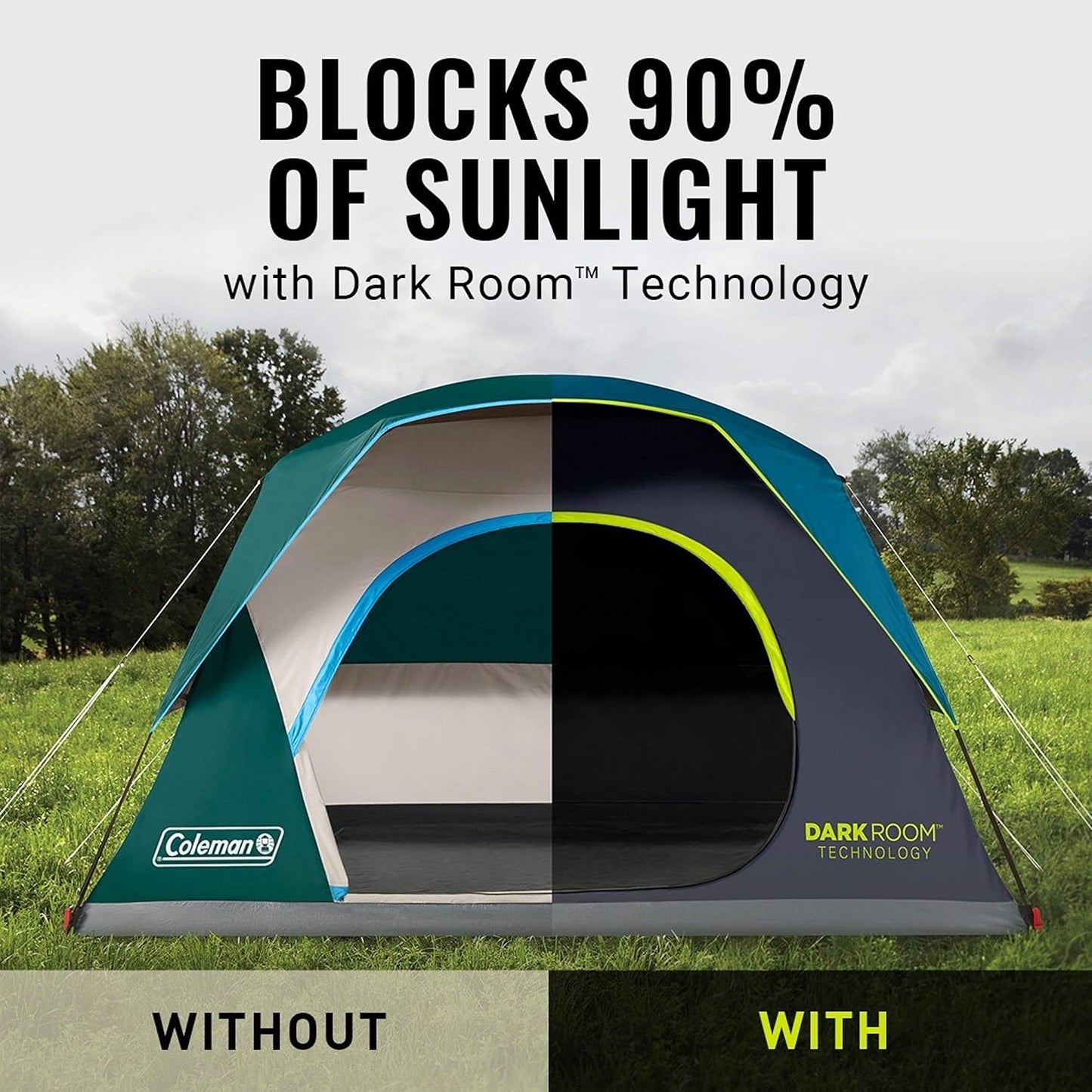 Coleman 8-Person Dark Room SkyDome Camping Waterproof Dome Tent l with More Headroom & 5 Minute Set Up with Fixed Pre-Attached Poles
