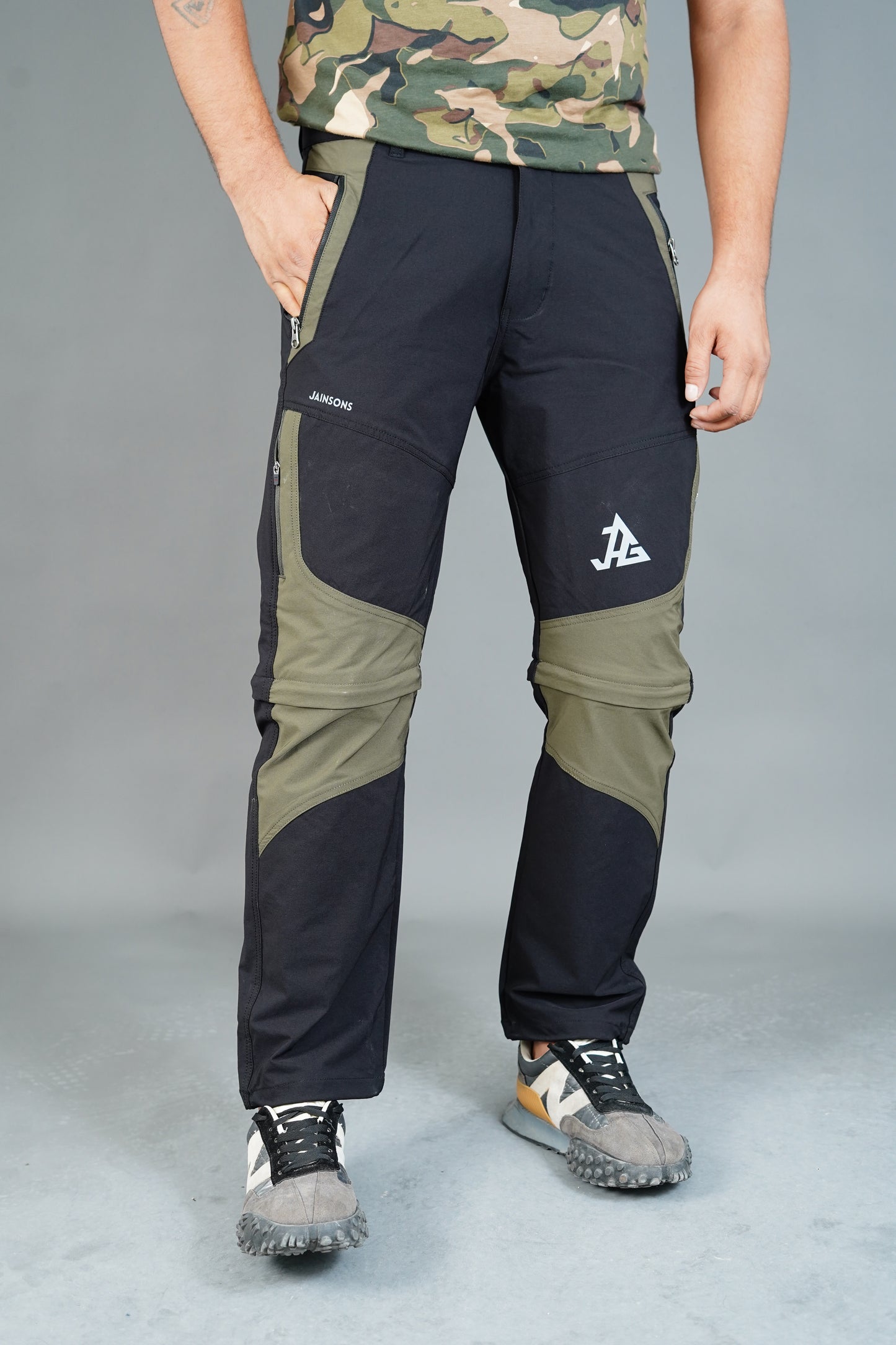 JAG Delta Convertible Trekking & Hiking Pants | Traveller Series | Quick-Dry | Unisex Design | 6 Pockets | Black Olive