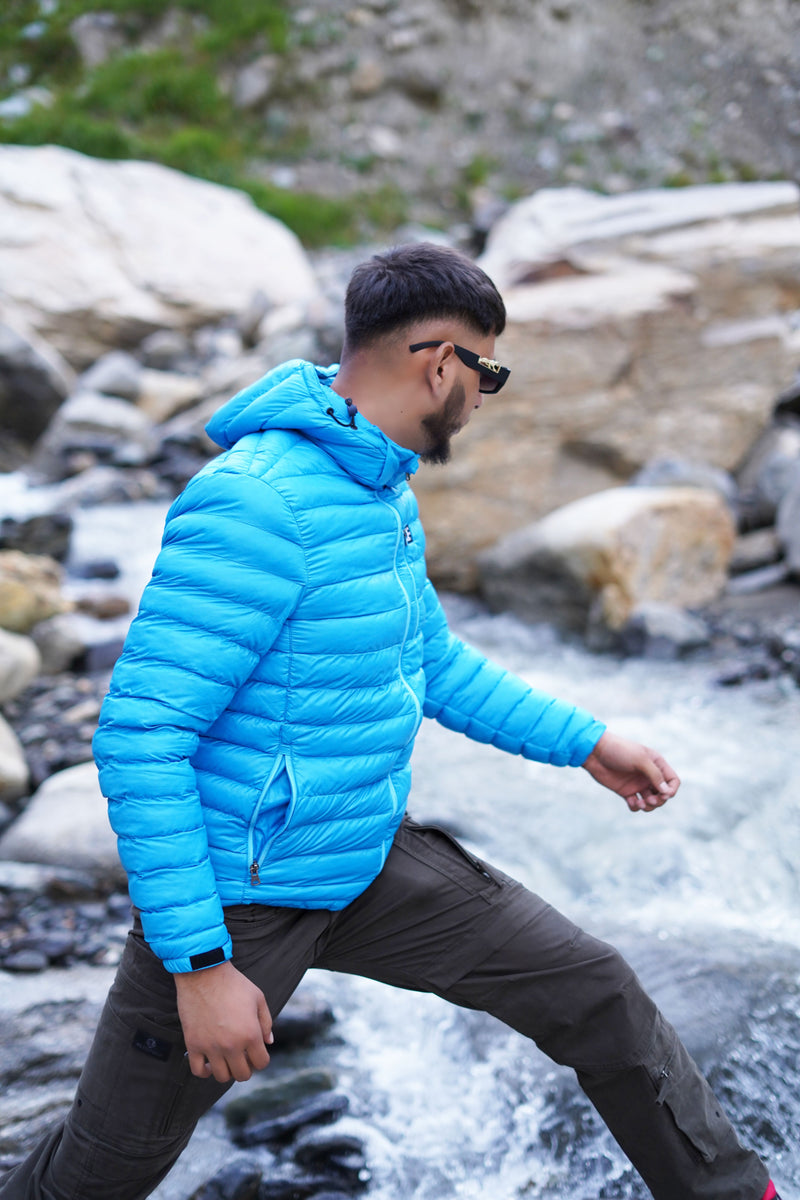 JAG Mt. Elbrus Quilted Snow Jacket | Minus 10 Jacket | Super Soft Nylon Fabric | Ultra Light Series | Ice Blue