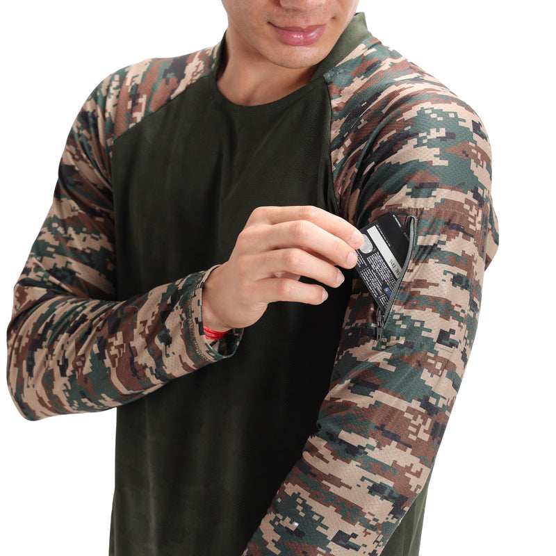 Full Sleeve Hiking and Trekking T-Shirt & Jersey | Green,Camo