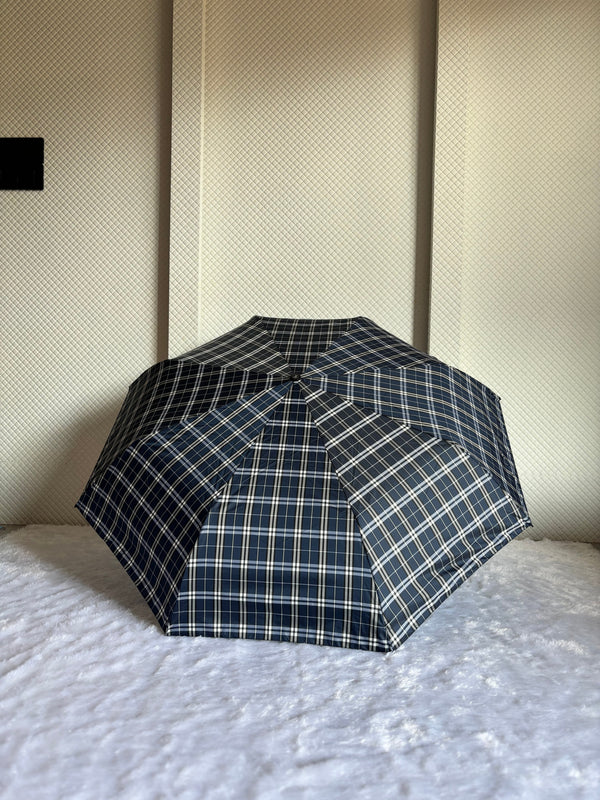 Fully Automatic Jainsons Rain-Check 3 Fold Jumbo Umbrella | Checks Print | Navy Blue