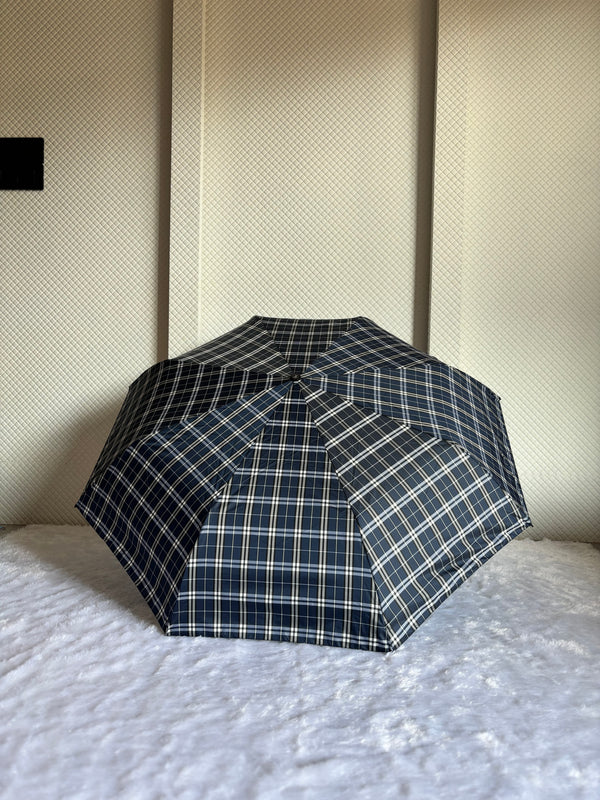 Jainsons Rain-Check 3 Fold Jumbo Umbrella | Checks Print | Navy Blue