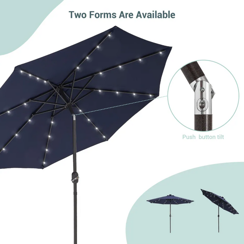 Luxury Center Pole Umbrella with LED lights & Tilting Mechanism | Premium Garden Umbrella