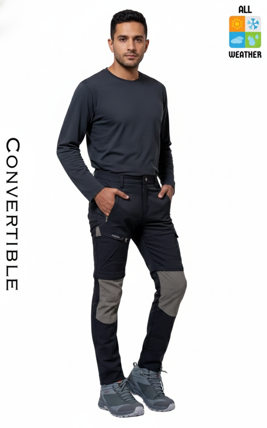 JAG Adventure Seeker Pants for Kids | Convertible | Quick-Dry | Black & Grey Combination