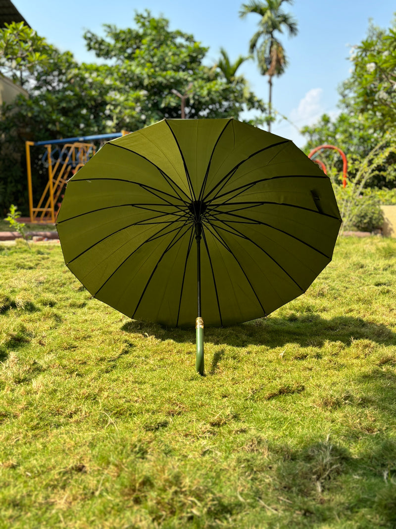 Jainsons Watermark Colour Changing Umbrella | Long Umbrella | J Handle | Dark Green