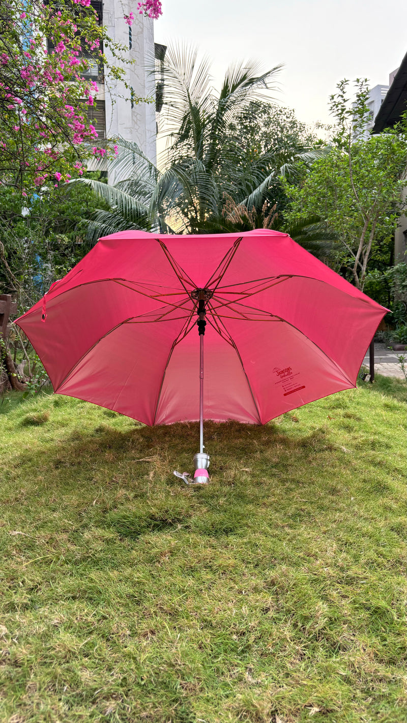 Jainsons Mono Silver 2 Fold Umbrella | Hot Pink