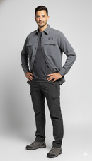 JAG Air - Wave Pro Travel Shirt | Hiking Shirt | Safari Shirt | Fully Stretchable | Full Sleeves Shirt | 2 Pocket Design | Deep Blue