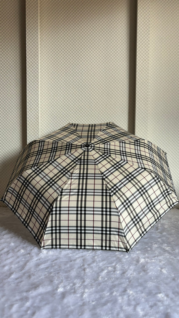 Jainsons Rain-Check 3 Fold Jumbo Umbrella | Checks Print | Khaki 2