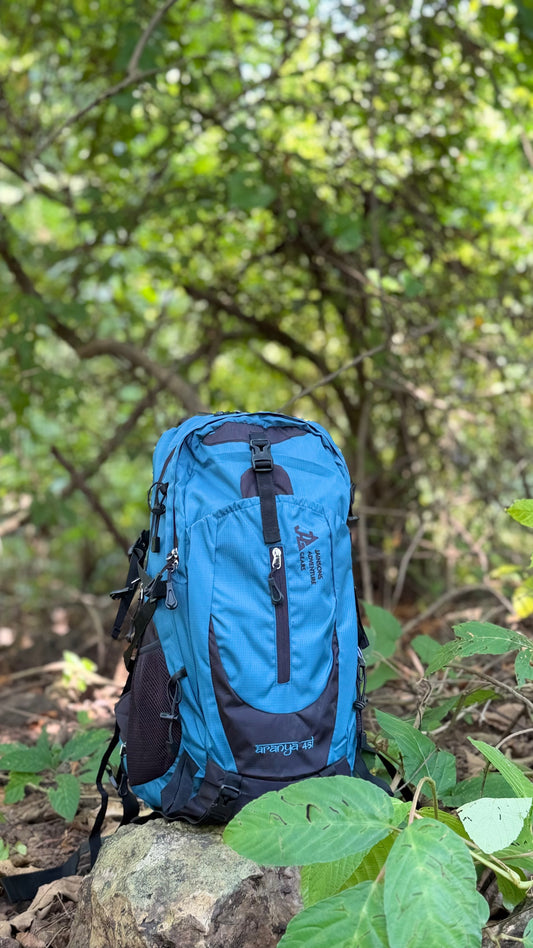 JAG Aranya 45L Alpine Backpack | Air Flow Back Support | Twin Aluminium Rods + Mesh | Glacier Blue
