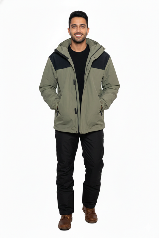 JAG Polar Pro Double Jacket | Fleece Jacket with Windcheater | All Weather | 3 in 1 | Olive