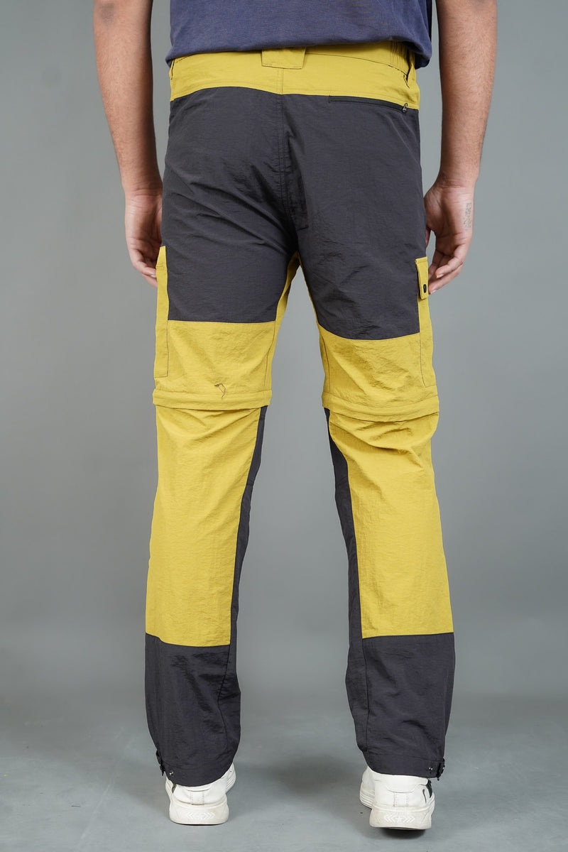 JAG Convertible Trekking Pant | Mustard Charcoal Combination