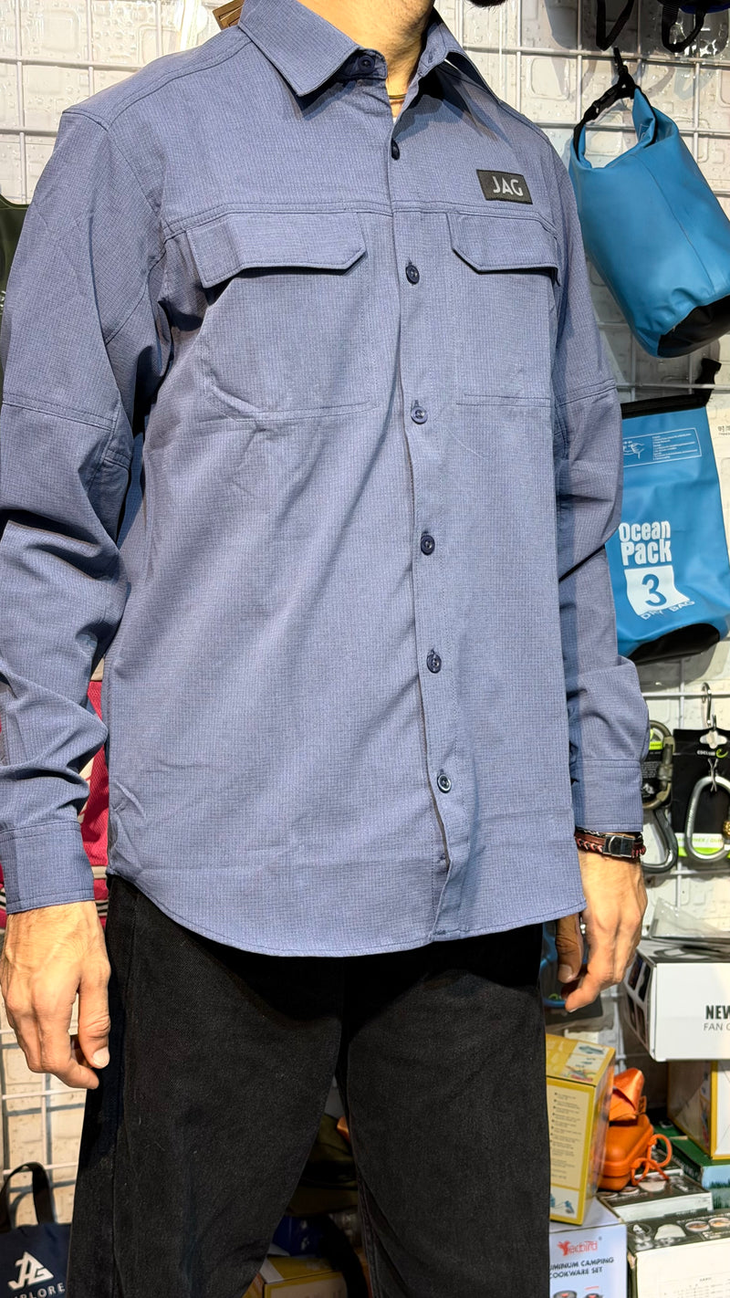 JAG Air - Wave Pro Travel Shirt | Hiking Shirt | Safari Shirt | Fully Stretchable | Full Sleeves Shirt | 2 Pocket Design