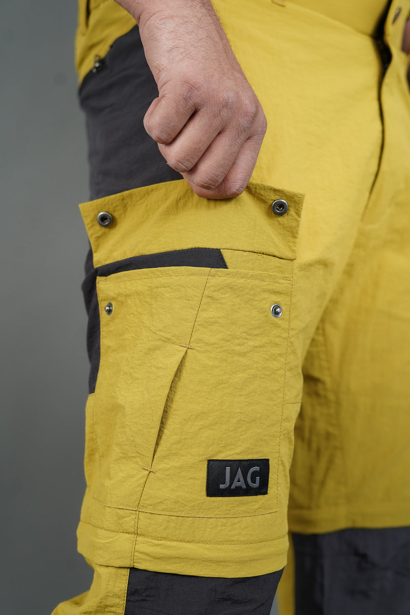 JAG Convertible Trekking Pant | Mustard Charcoal Combination