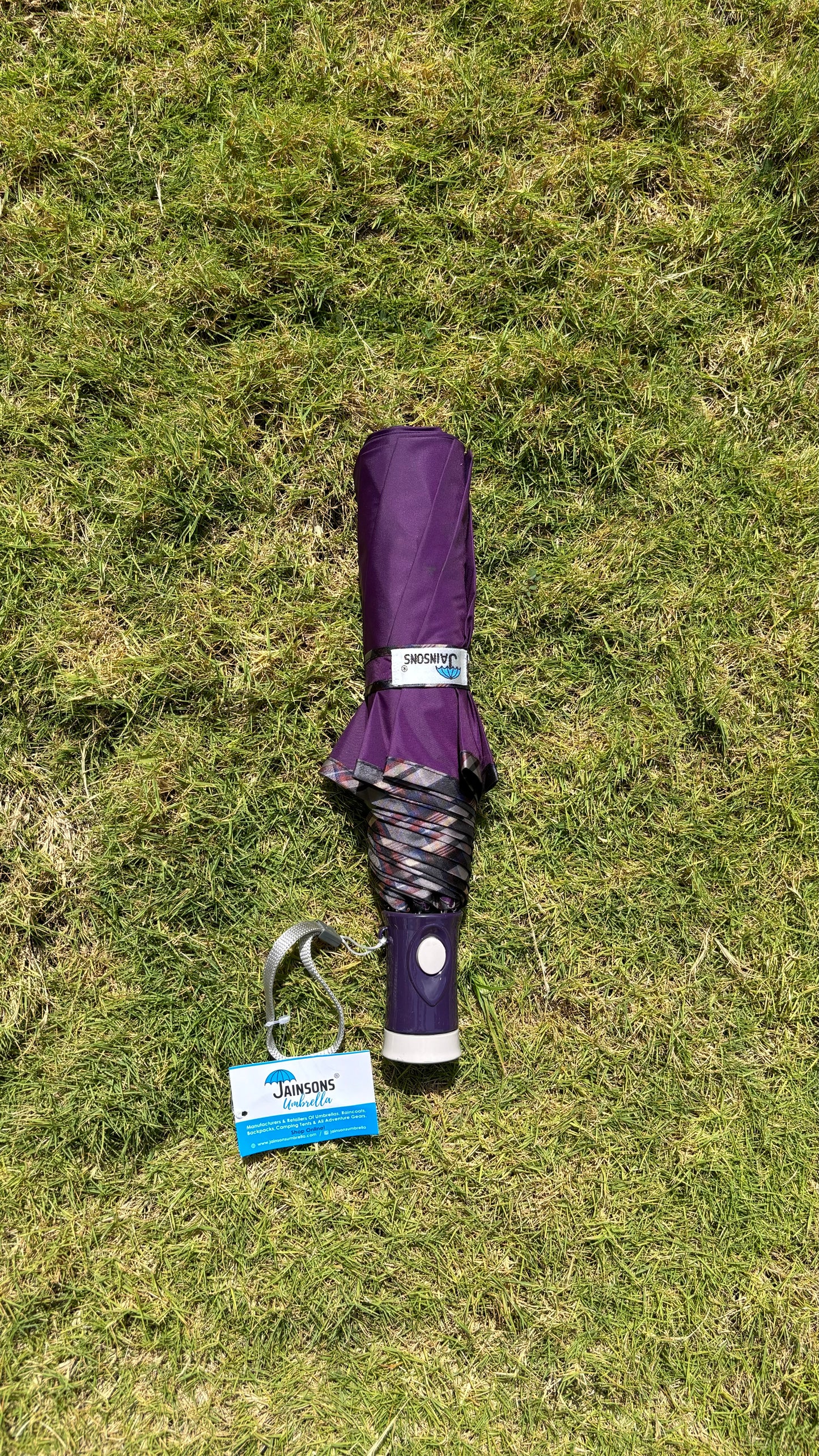 Jainsons YD Piping 3 Fold Umbrella | Nylon Fabric | Unisex Design | Purple