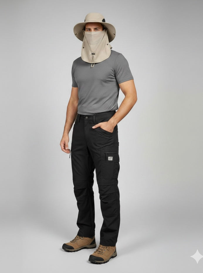 JAG| Outdoor Sun Hat with Face Mask & Neck Flap – UV Protection Cap for Hiking, Trekking & Travel
