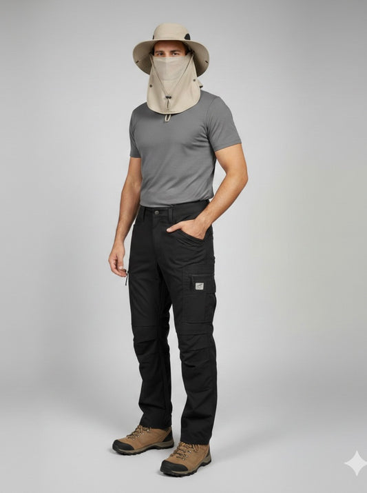 JAG| Outdoor Sun Hat with Face Mask & Neck Flap – UV Protection Cap for Hiking, Trekking & Travel