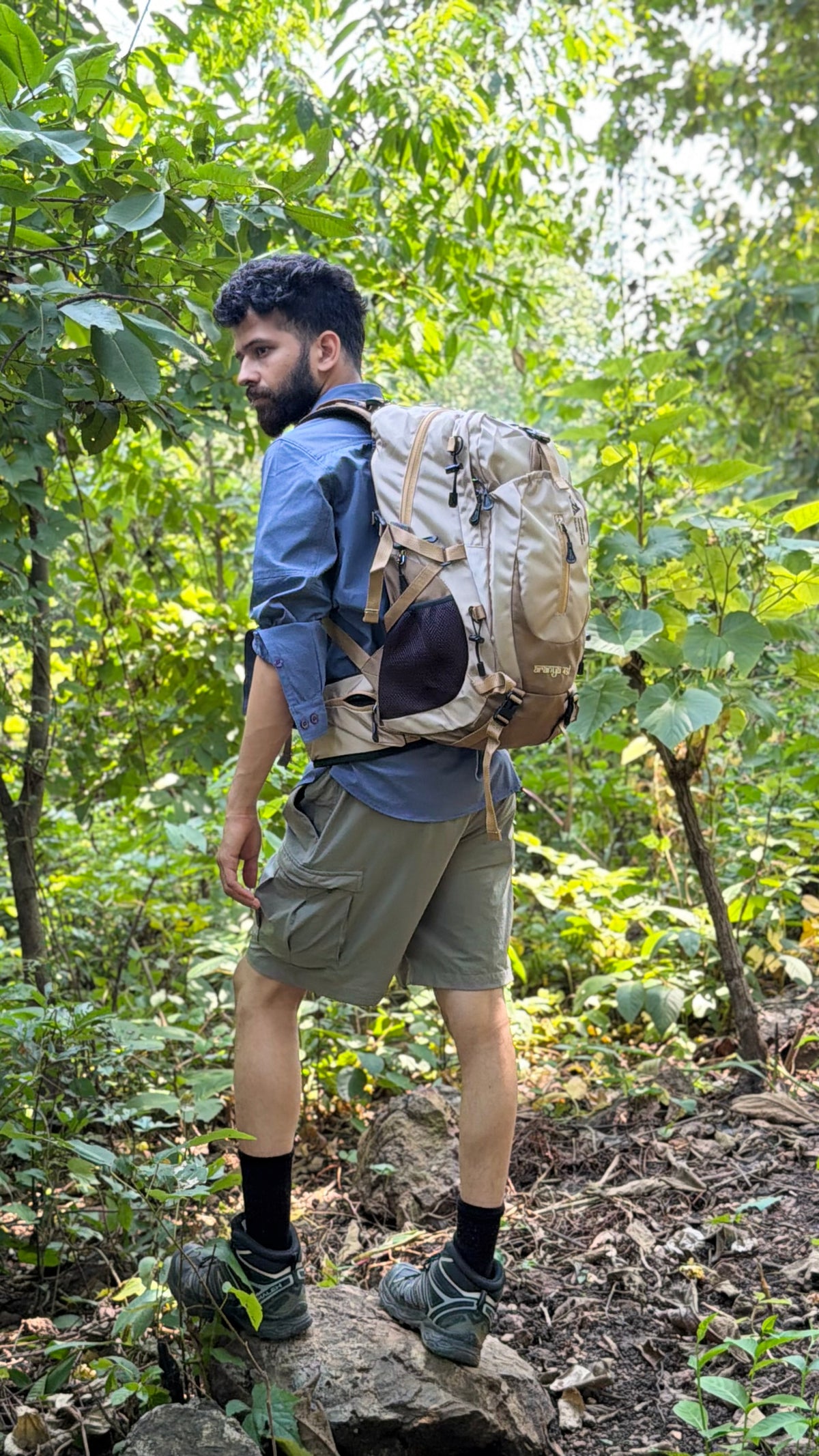 JAG Aranya 45L Alpine Backpack | Limited Edition | Air Flow Back Support | Twin Aluminium Rods + Mesh | Desert Fawn