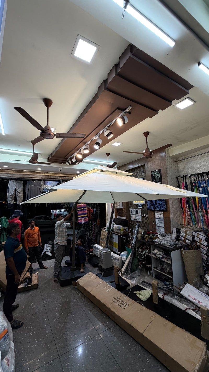 Luxury Side Pole Roman Umbrella | 360 Degrees Rotational | Water Base | 3.3 mtrs each side | Jumbo Size