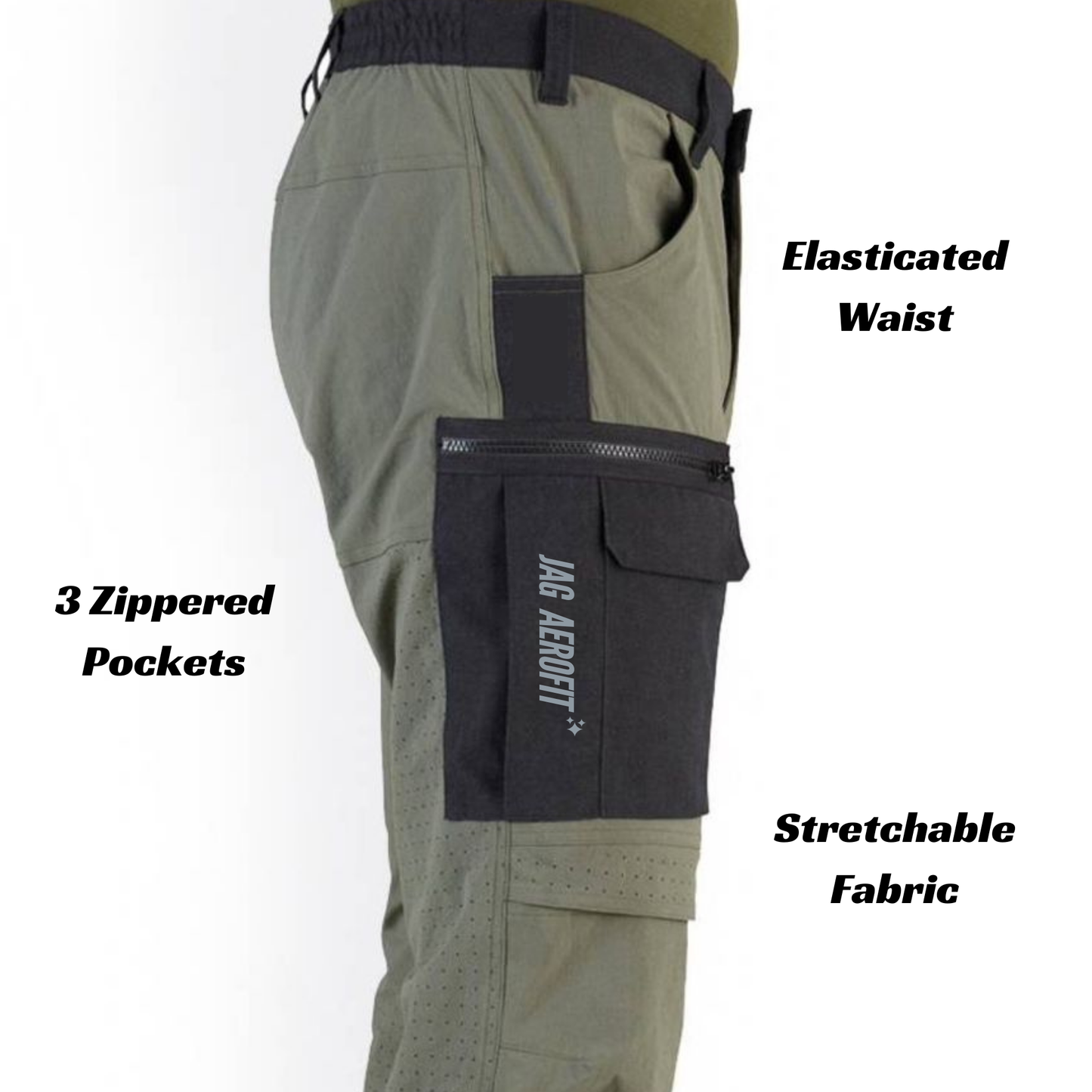 JAG Aerofit Convertible Travel & Hiking Pants | 5 Pocket Design | Stretchable Fabric | Olive