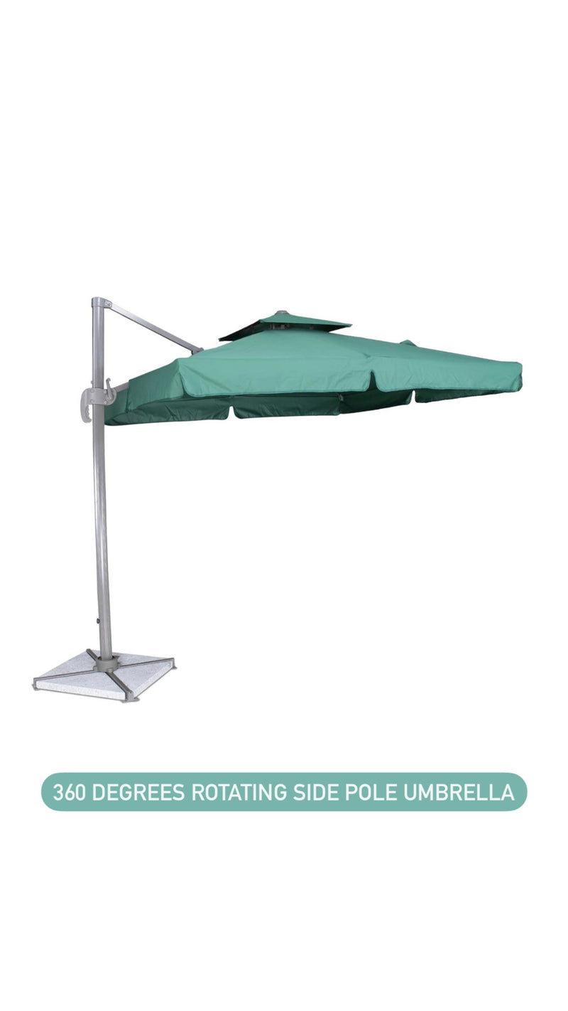 2.5 Mtr Side Pole Umbrella (Square Shape, 360 Degrees Rotating with Marble Base)