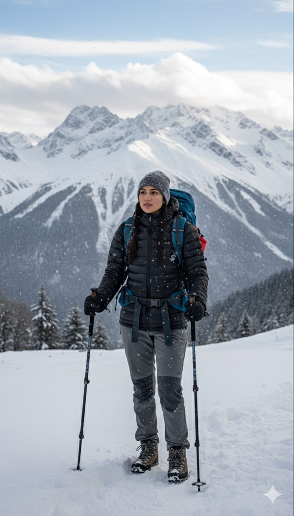 JAG Mt. Elbrus Quilted Snow Jacket | Minus 10 Jacket | Super Soft Nylon Fabric | Ultra Light Series | Space Black