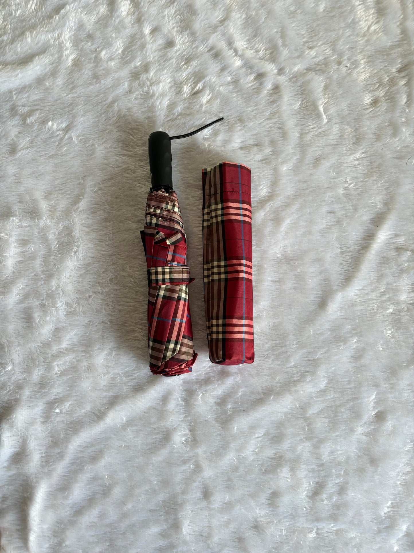 Fully Automatic Jainsons Rain-Check 3 Fold Jumbo Umbrella | Checks Print | Maroon